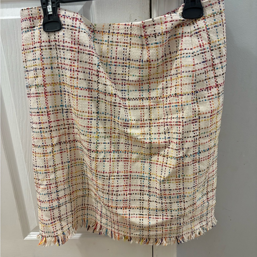 Akris Punto tweed fringed mini skirt